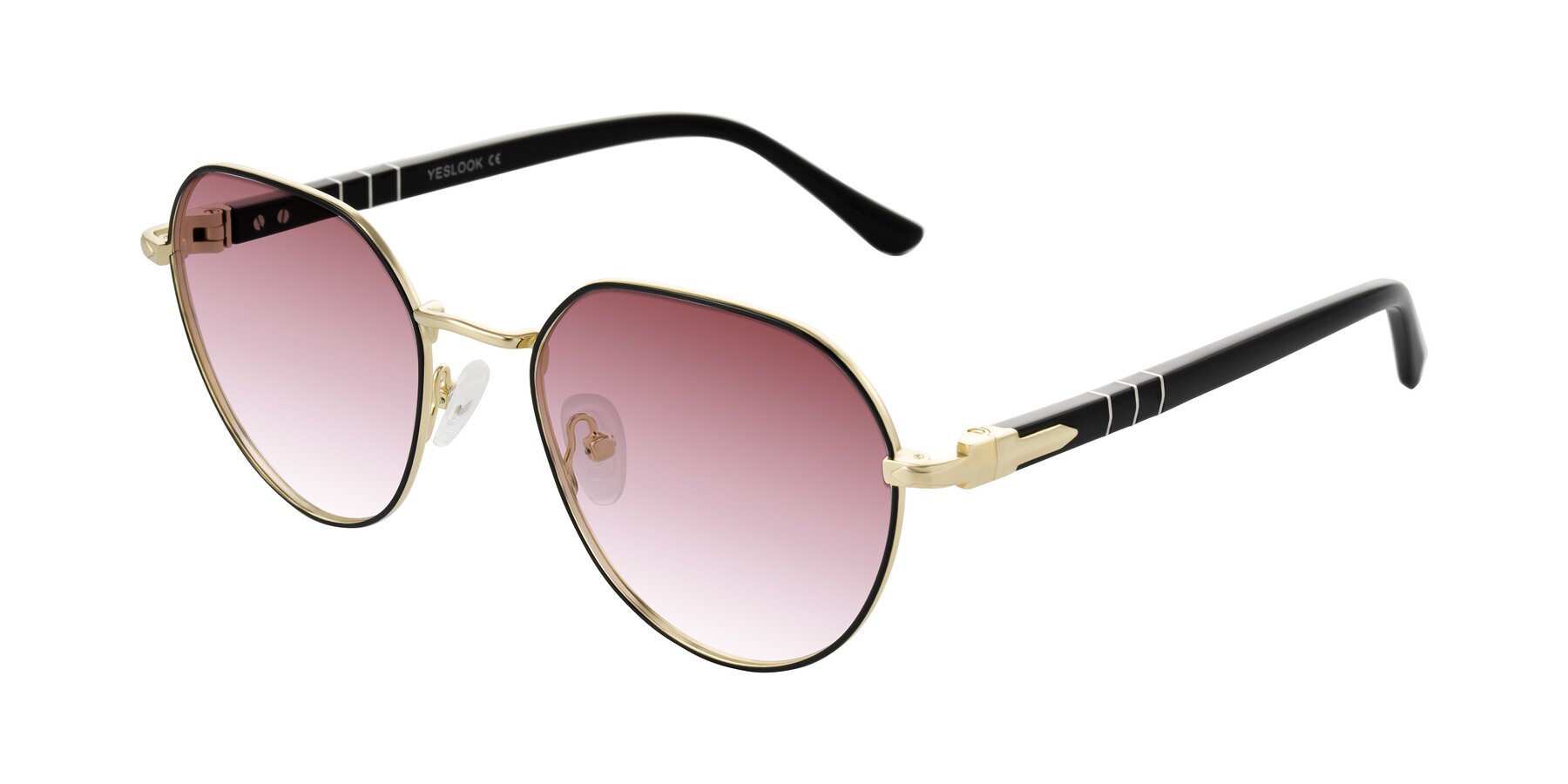Angle of Qeenah in Black/Gold with Garnet Gradient Lenses