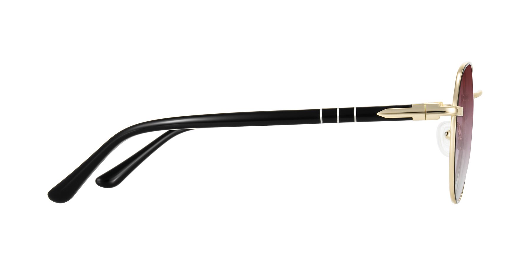 Side of Qeenah in Black/Gold with Garnet Gradient Lenses