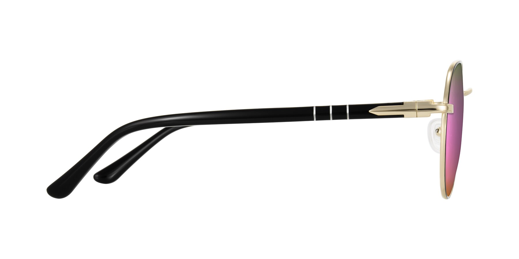Side of Qeenah in Black/Gold with Pink Mirrored Lenses