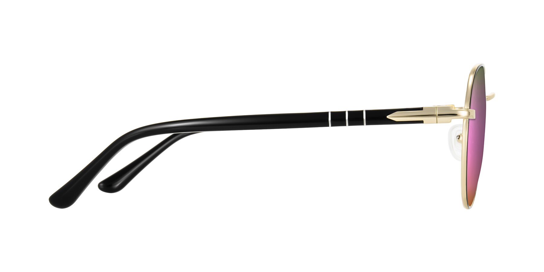 Side of Qeenah in Black/Gold with Pink Mirrored Lenses