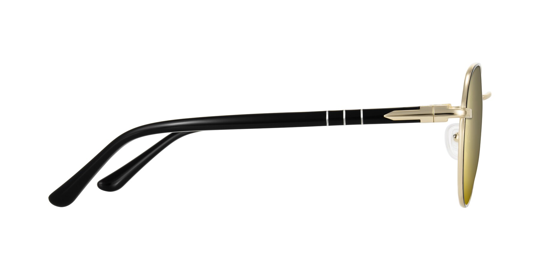 Side of Qeenah in Black/Gold with Gold Mirrored Lenses