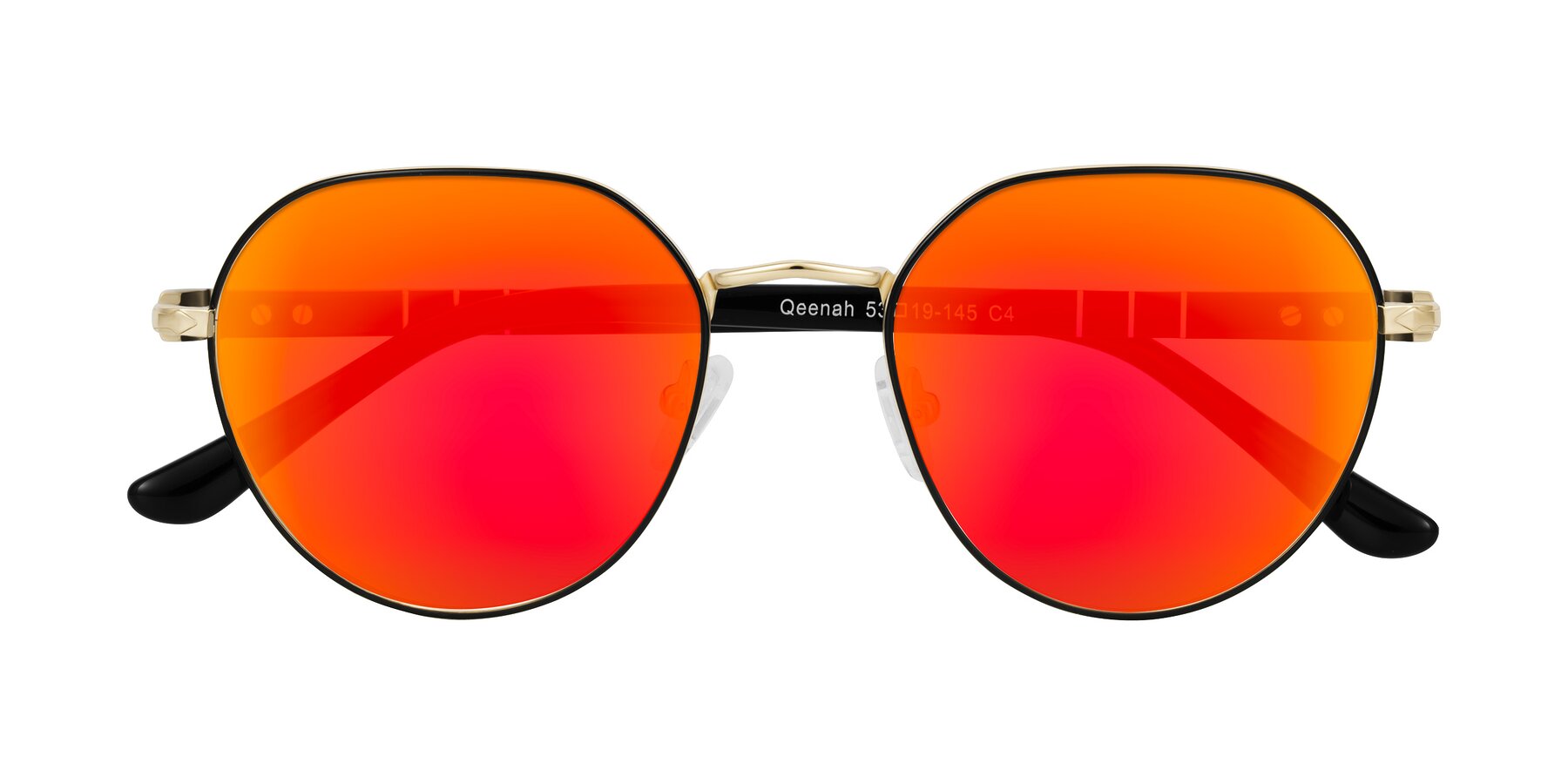 Folded Front of Qeenah in Black/Gold with Red Gold Mirrored Lenses