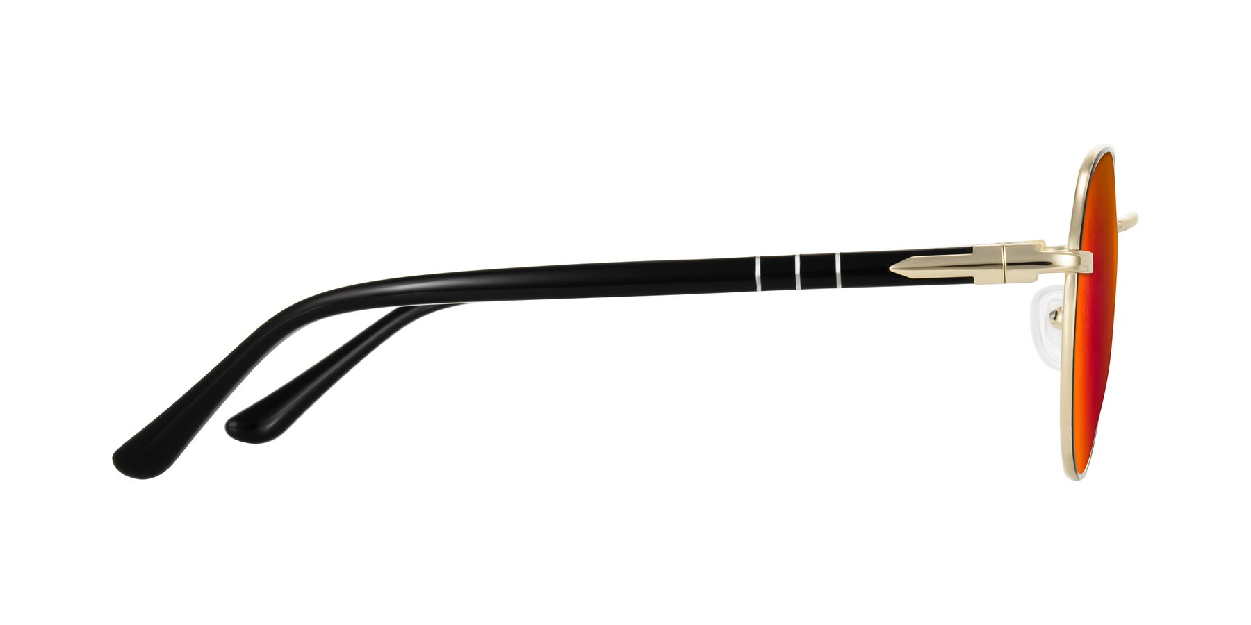 Side of Qeenah in Black/Gold with Red Gold Mirrored Lenses