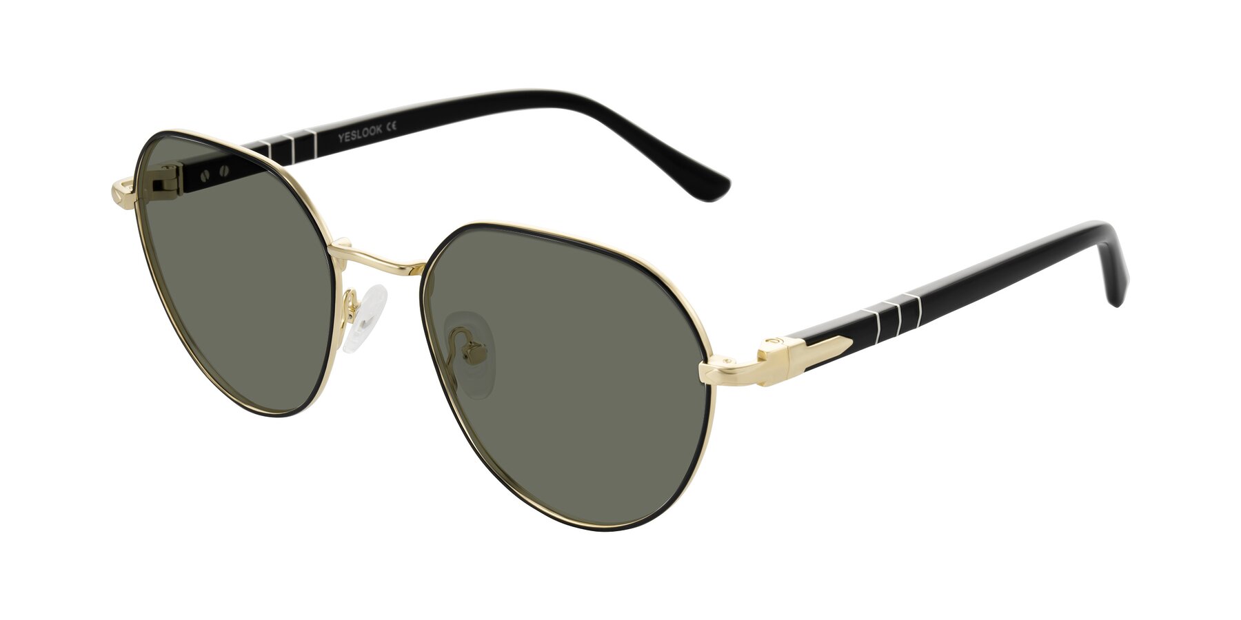 Angle of Qeenah in Black/Gold with Gray Polarized Lenses