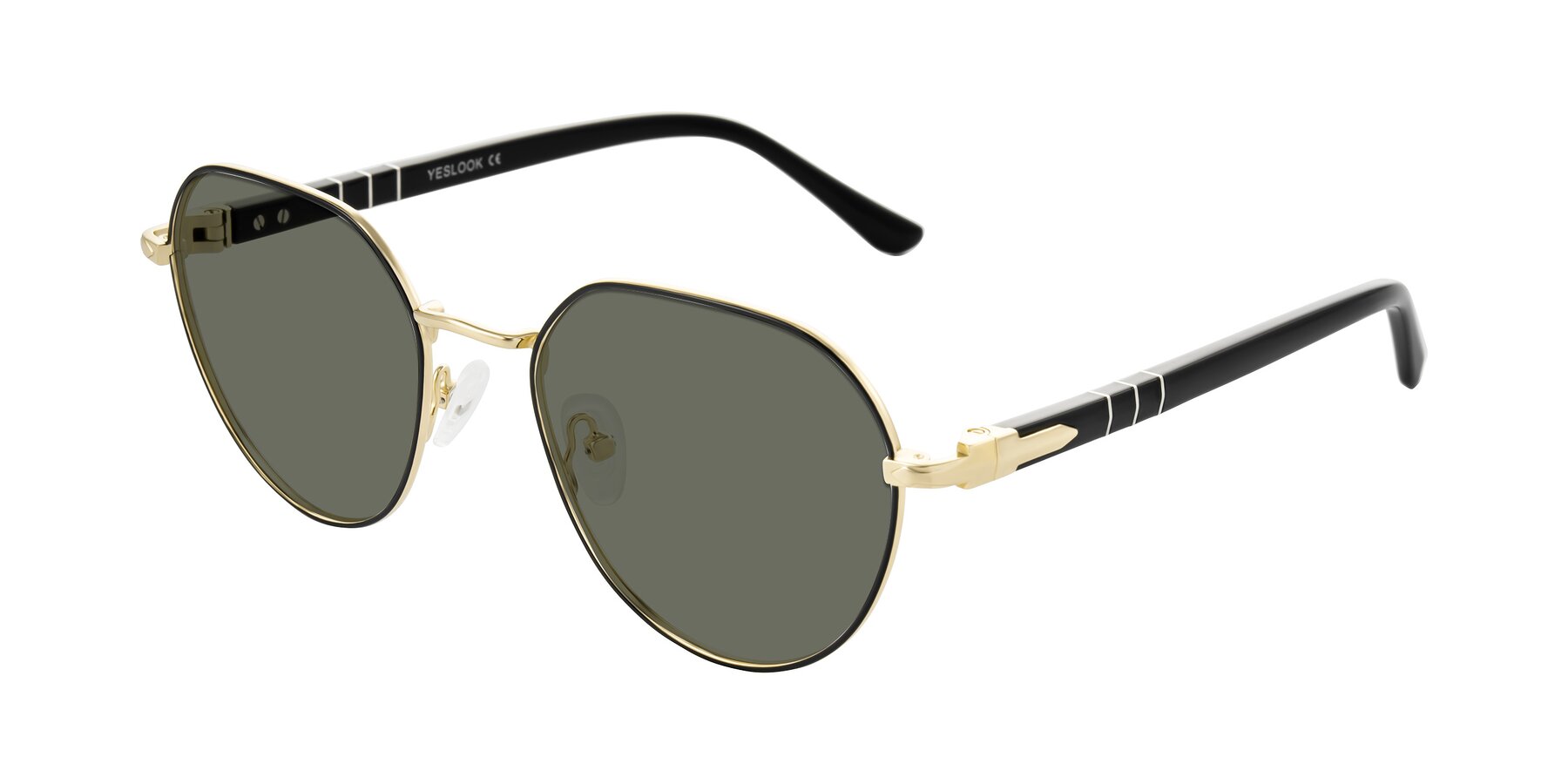 Angle of Qeenah in Black/Gold with Gray Polarized Lenses