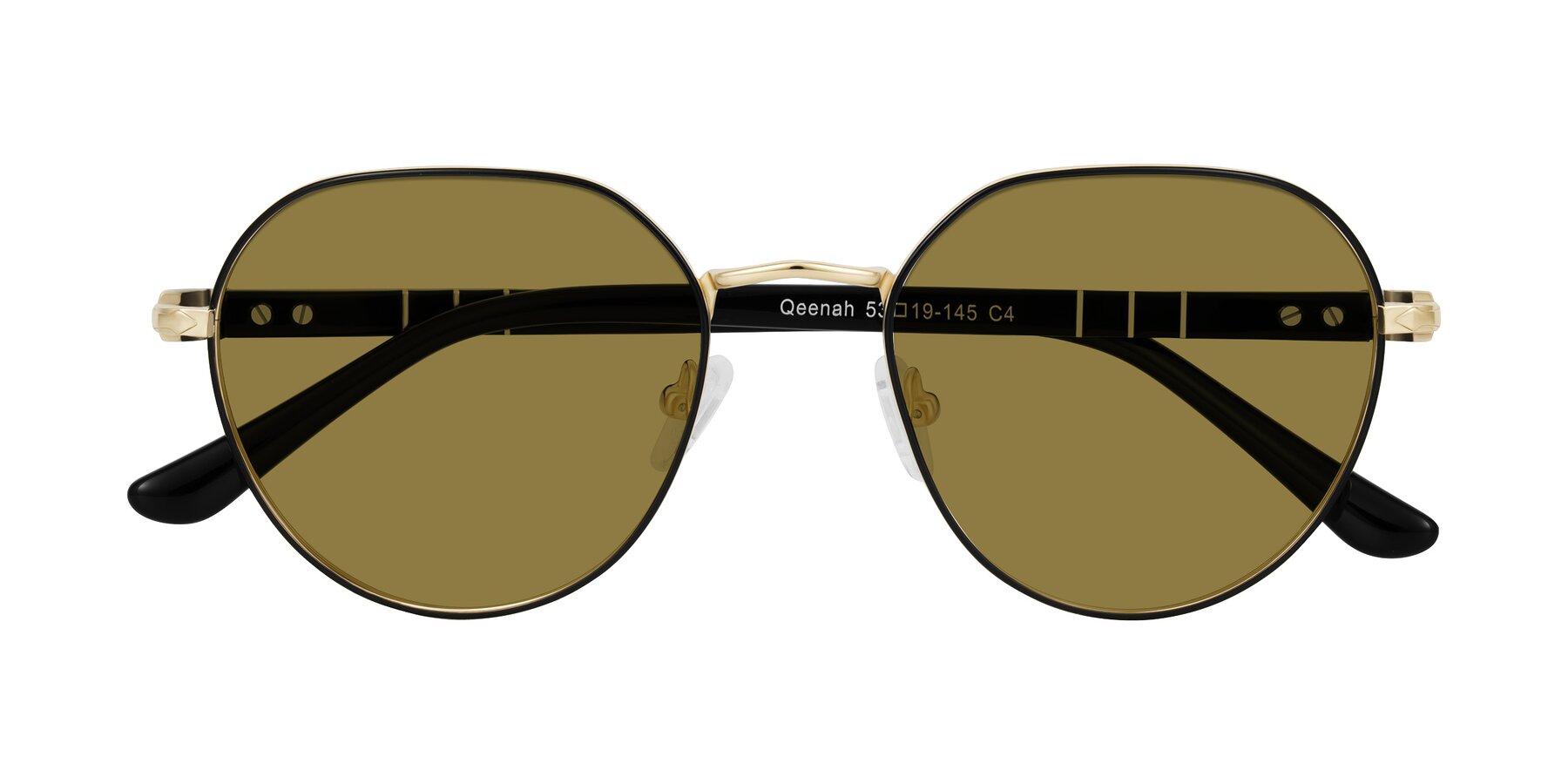 Folded Front of Qeenah in Black/Gold with Brown Polarized Lenses