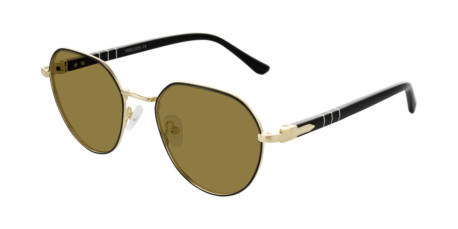 Angle of Qeenah in Black/Gold with Brown Polarized Lenses