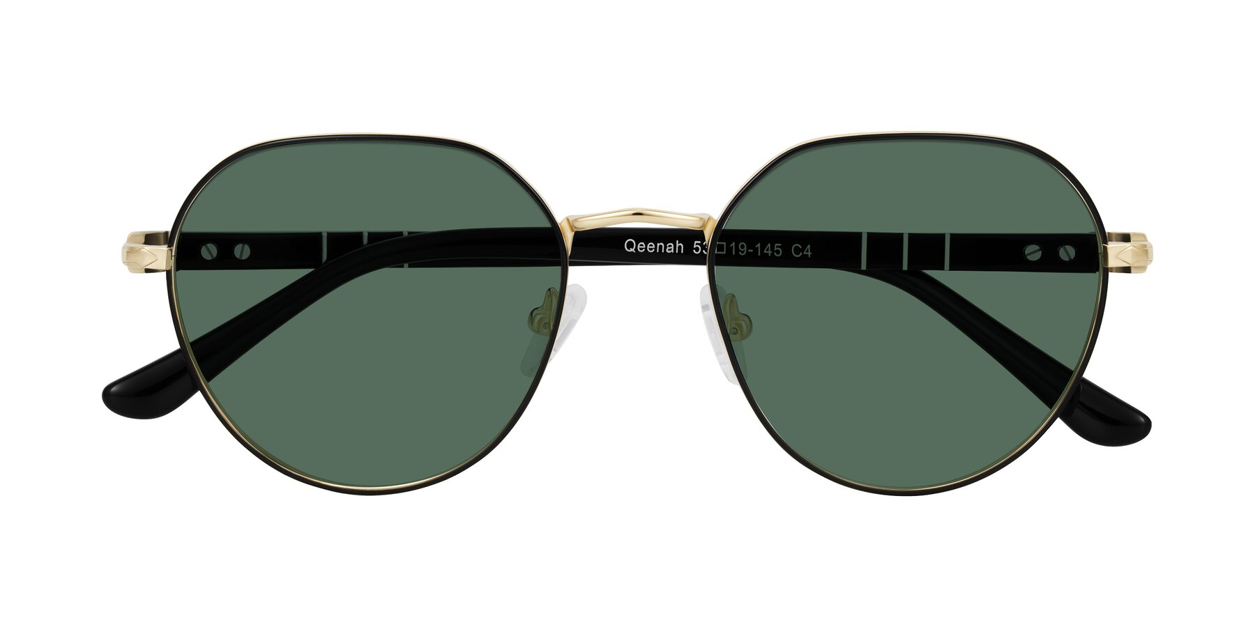 Folded Front of Qeenah in Black/Gold with Green Polarized Lenses