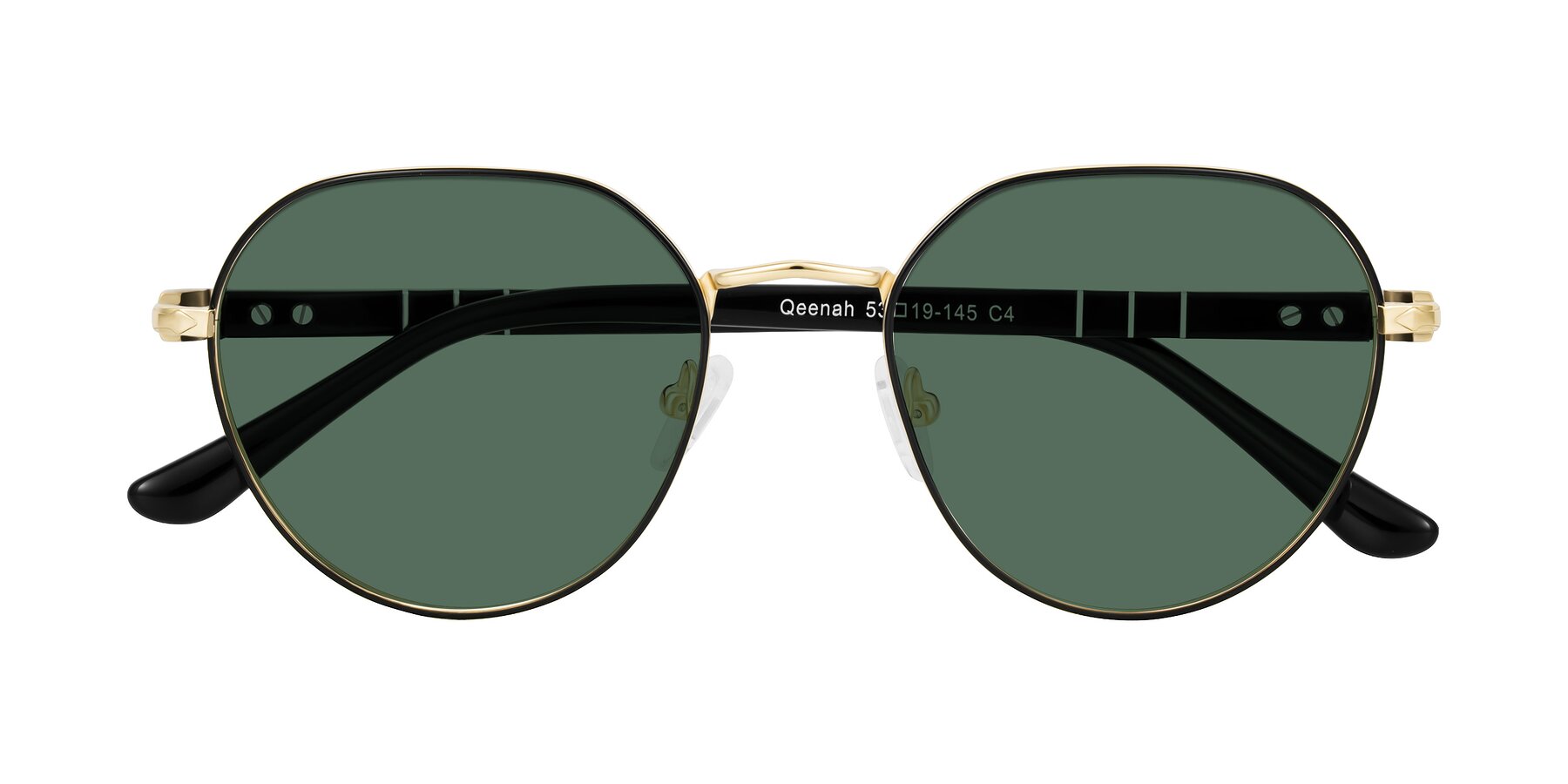 Folded Front of Qeenah in Black/Gold with Green Polarized Lenses