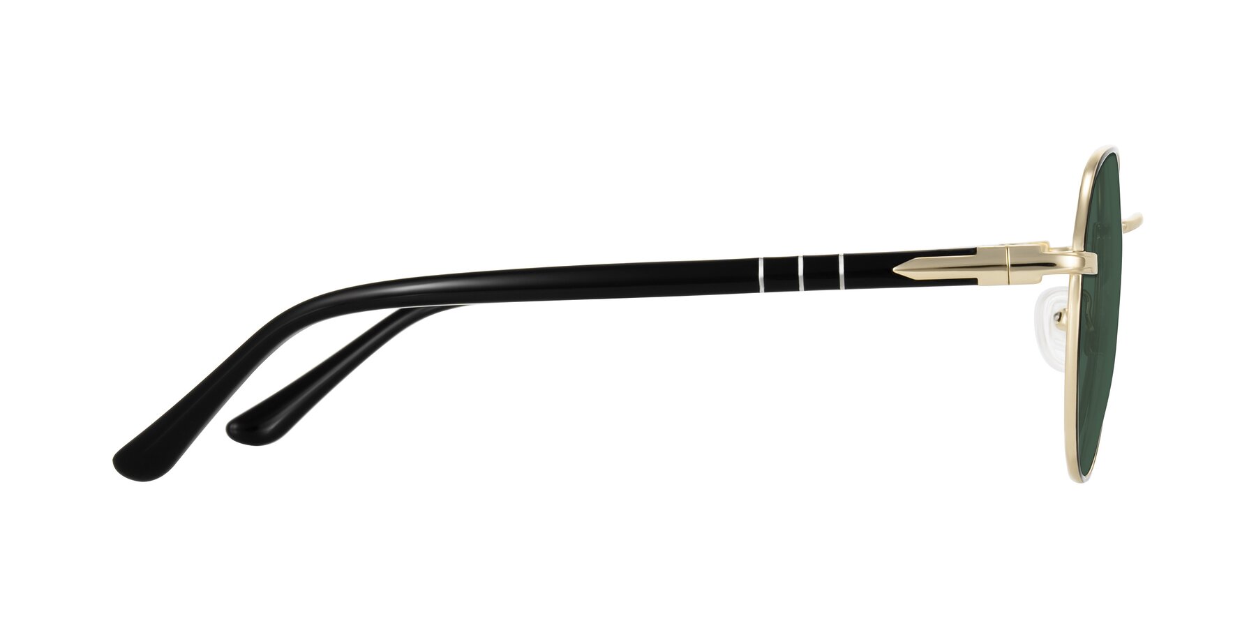 Side of Qeenah in Black/Gold with Green Polarized Lenses
