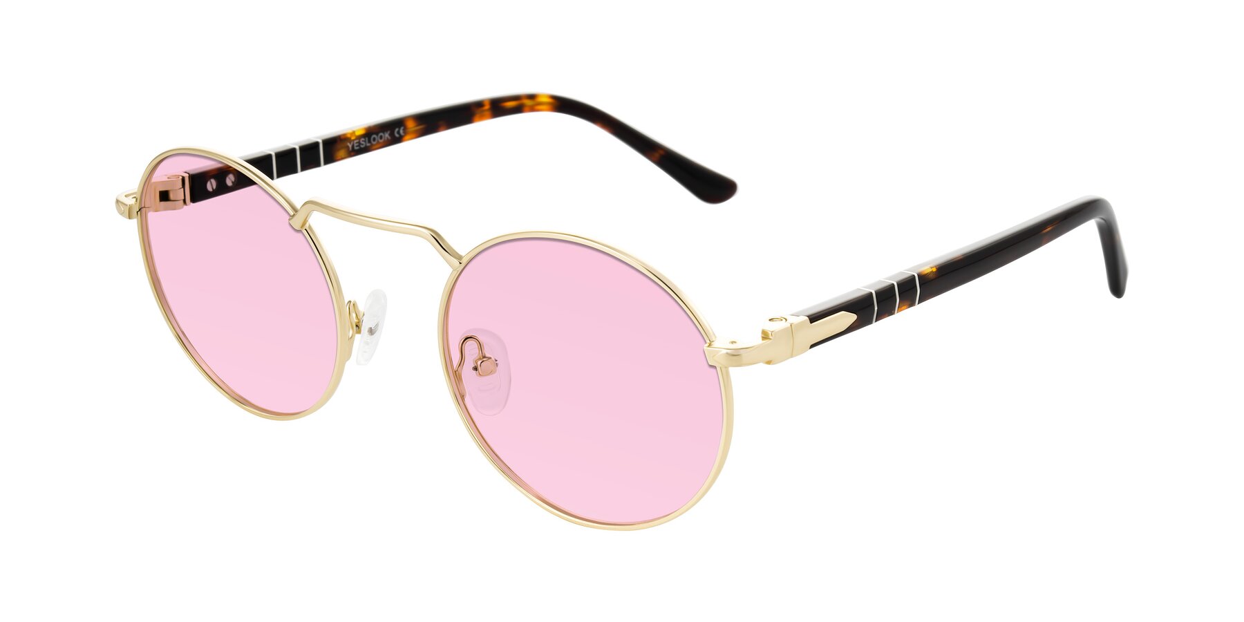 Angle of Parrong in Gold with Light Pink Tinted Lenses