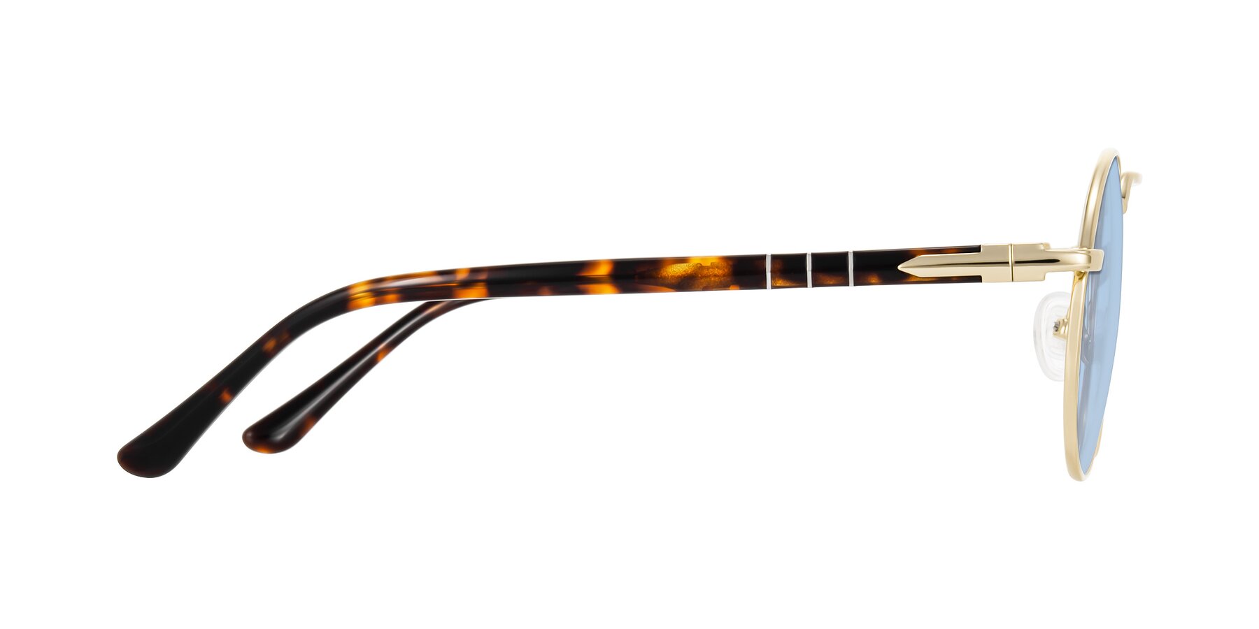 Side of Parrong in Gold with Light Blue Tinted Lenses