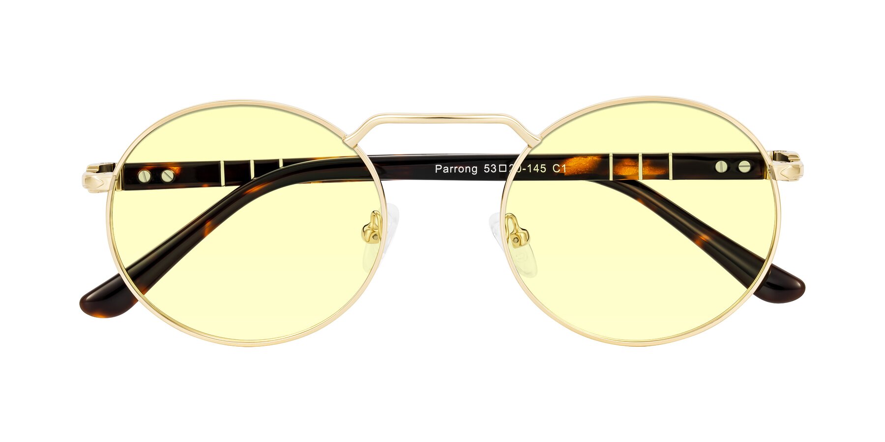 Folded Front of Parrong in Gold with Light Yellow Tinted Lenses
