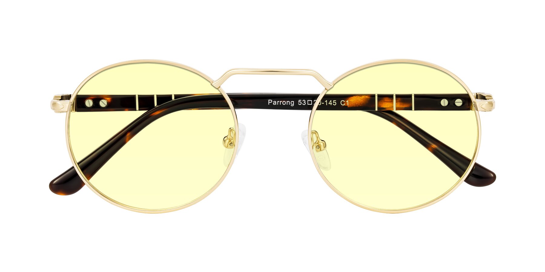 Folded Front of Parrong in Gold with Light Yellow Tinted Lenses