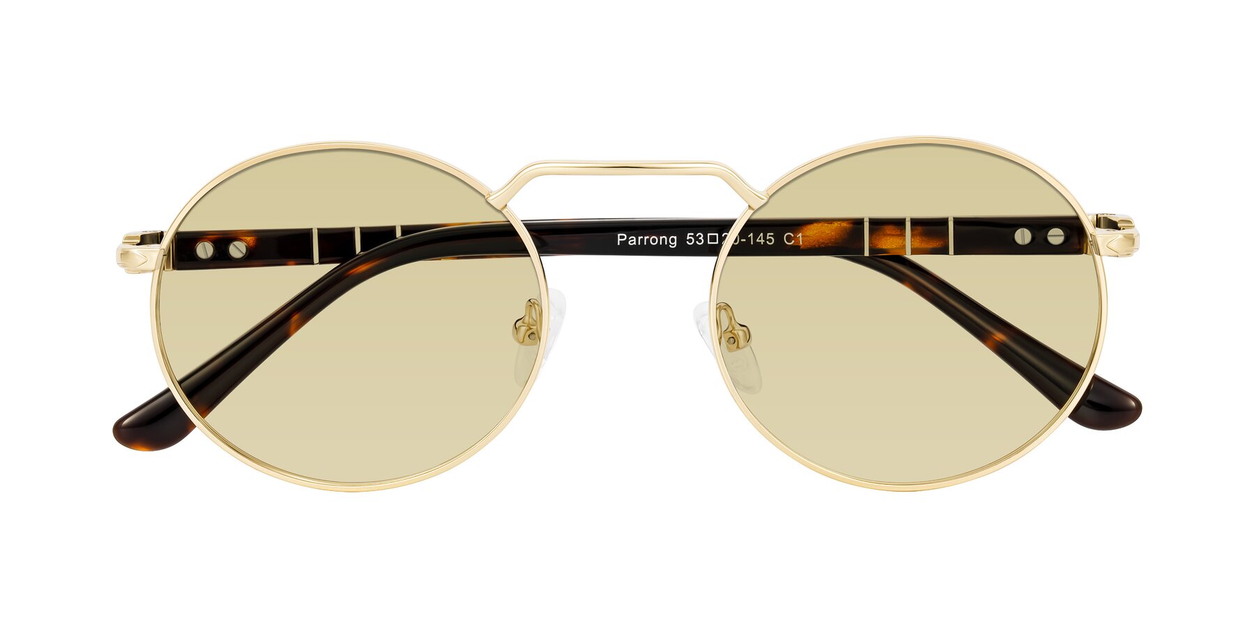 Folded Front of Parrong in Gold with Light Champagne Tinted Lenses