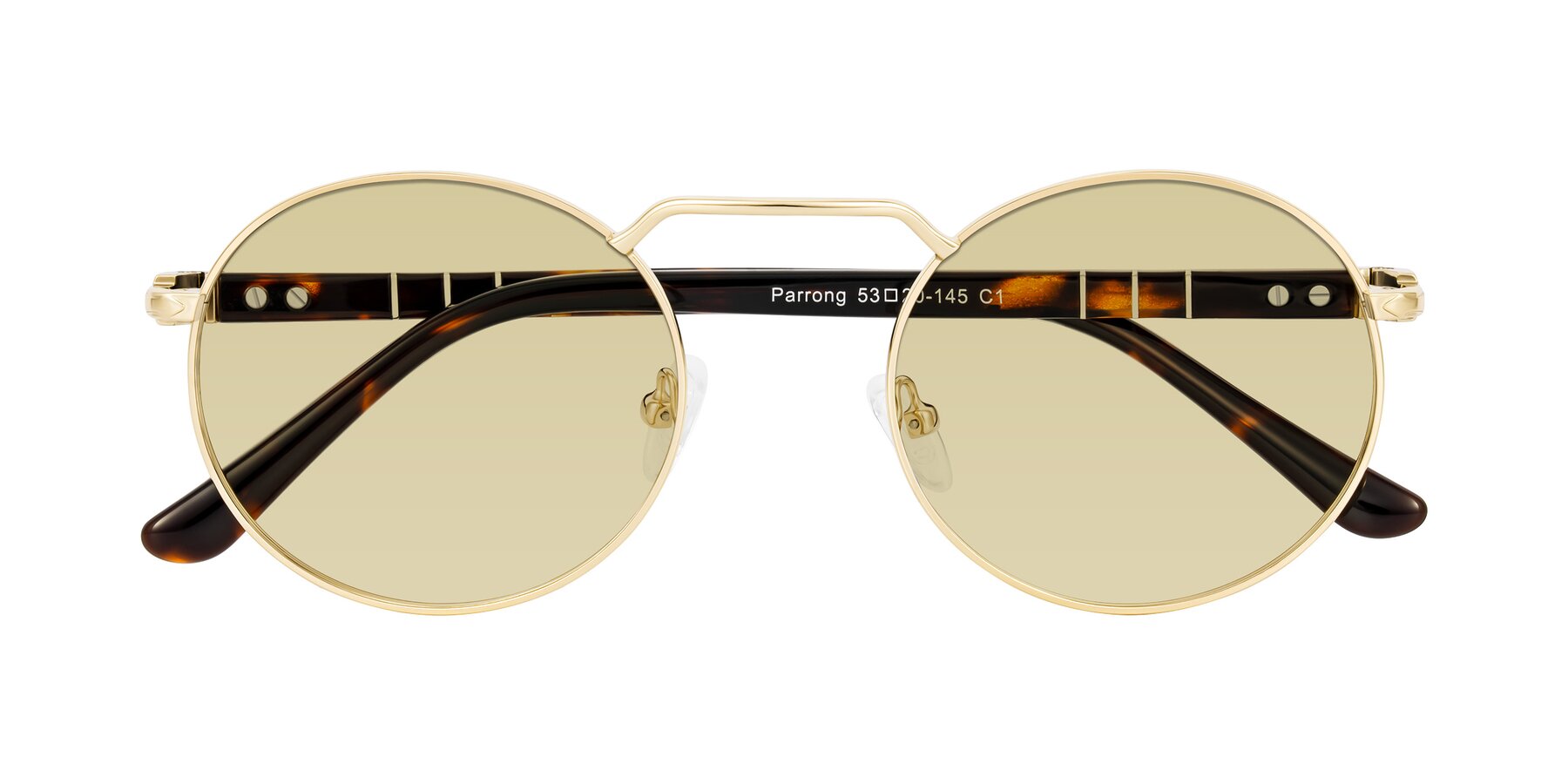 Folded Front of Parrong in Gold with Light Champagne Tinted Lenses