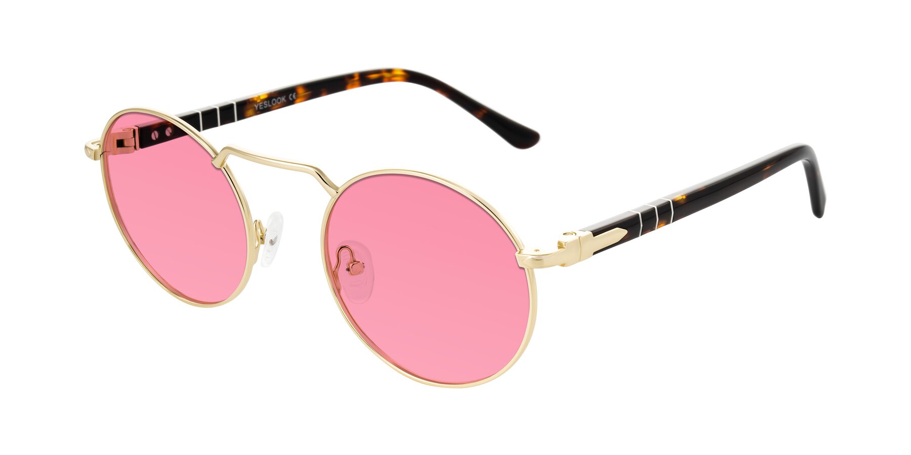 Angle of Parrong in Gold with Pink Tinted Lenses
