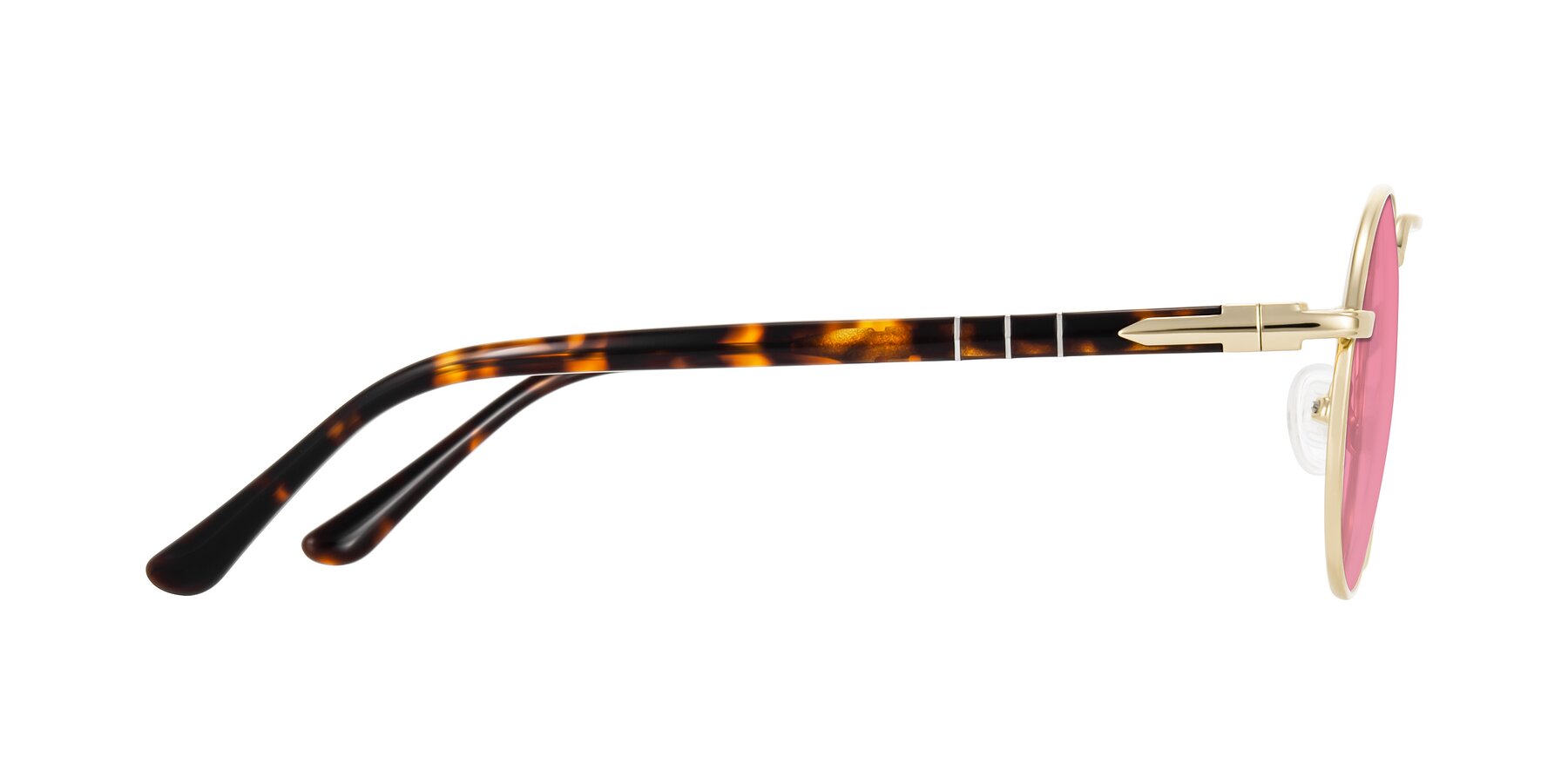Side of Parrong in Gold with Pink Tinted Lenses