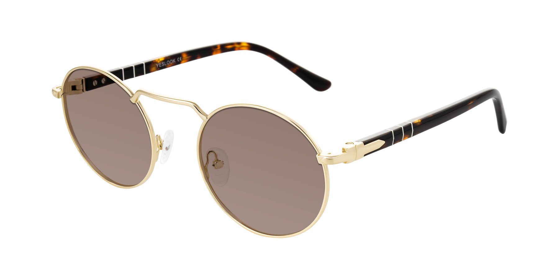 Angle of Parrong in Gold with Medium Brown Tinted Lenses