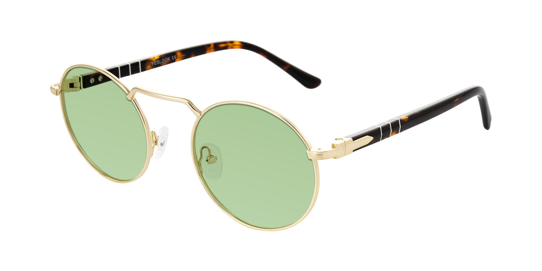 Angle of Parrong in Gold with Medium Green Tinted Lenses