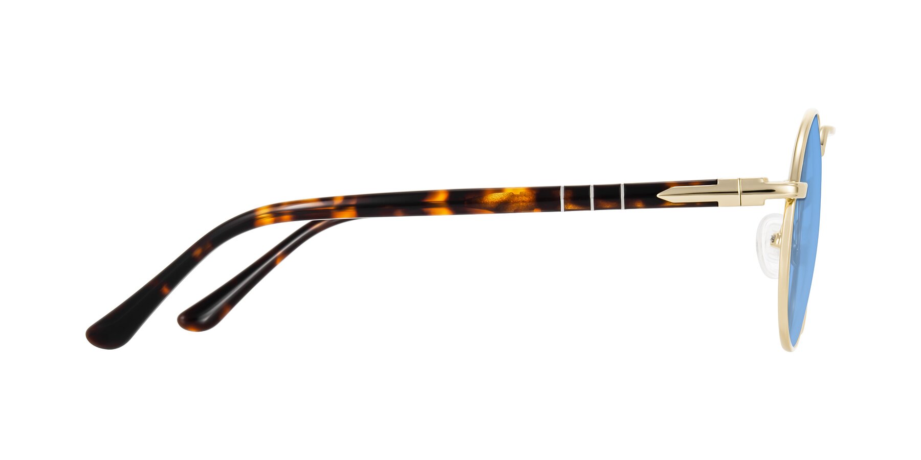 Side of Parrong in Gold with Medium Blue Tinted Lenses