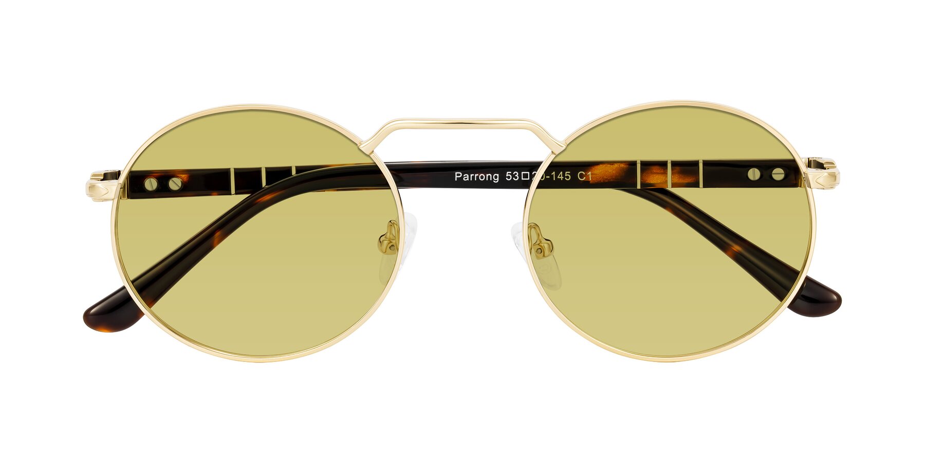 Folded Front of Parrong in Gold with Medium Champagne Tinted Lenses