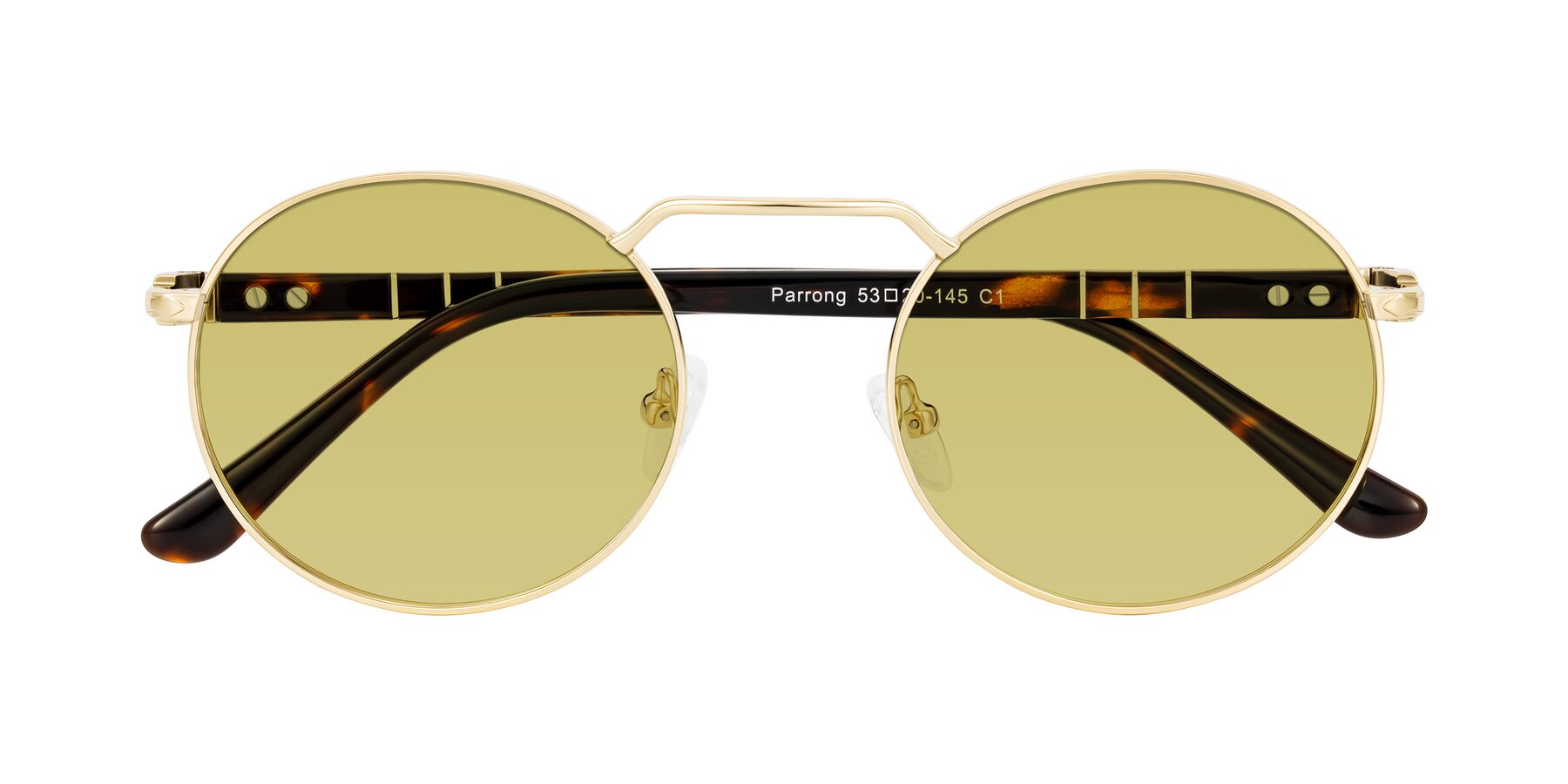 Folded Front of Parrong in Gold with Medium Champagne Tinted Lenses