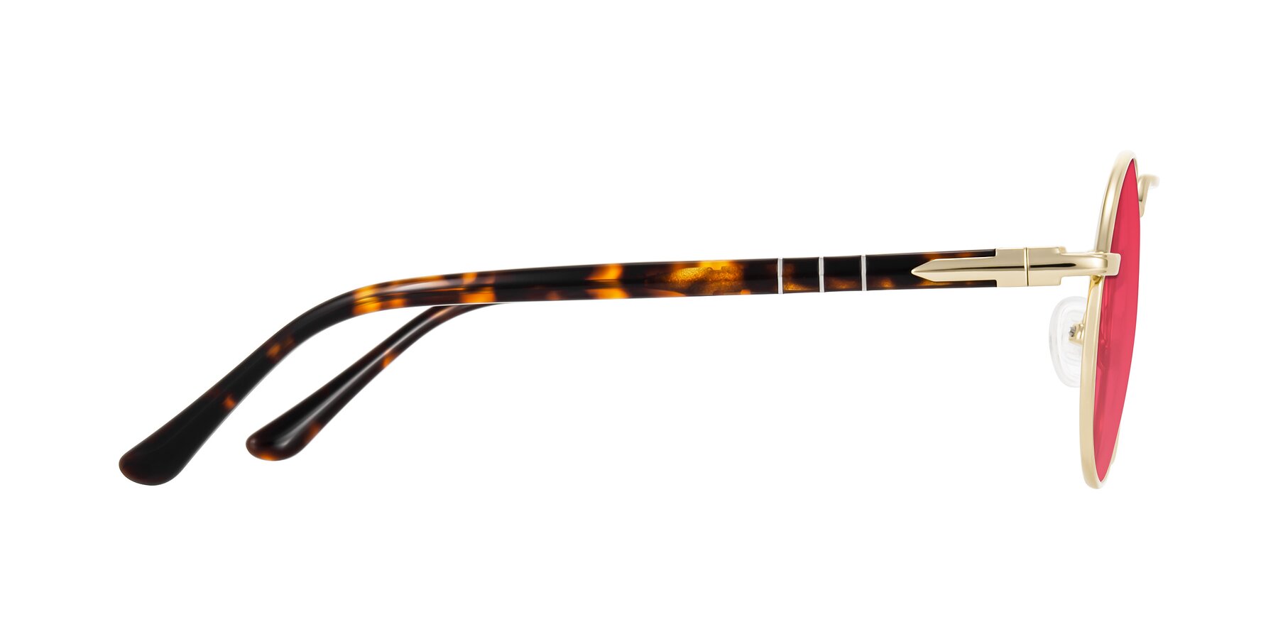Side of Parrong in Gold with Red Tinted Lenses
