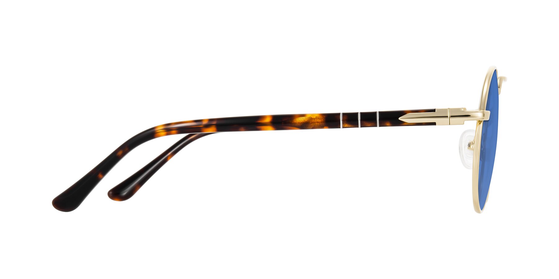 Side of Parrong in Gold with Blue Tinted Lenses