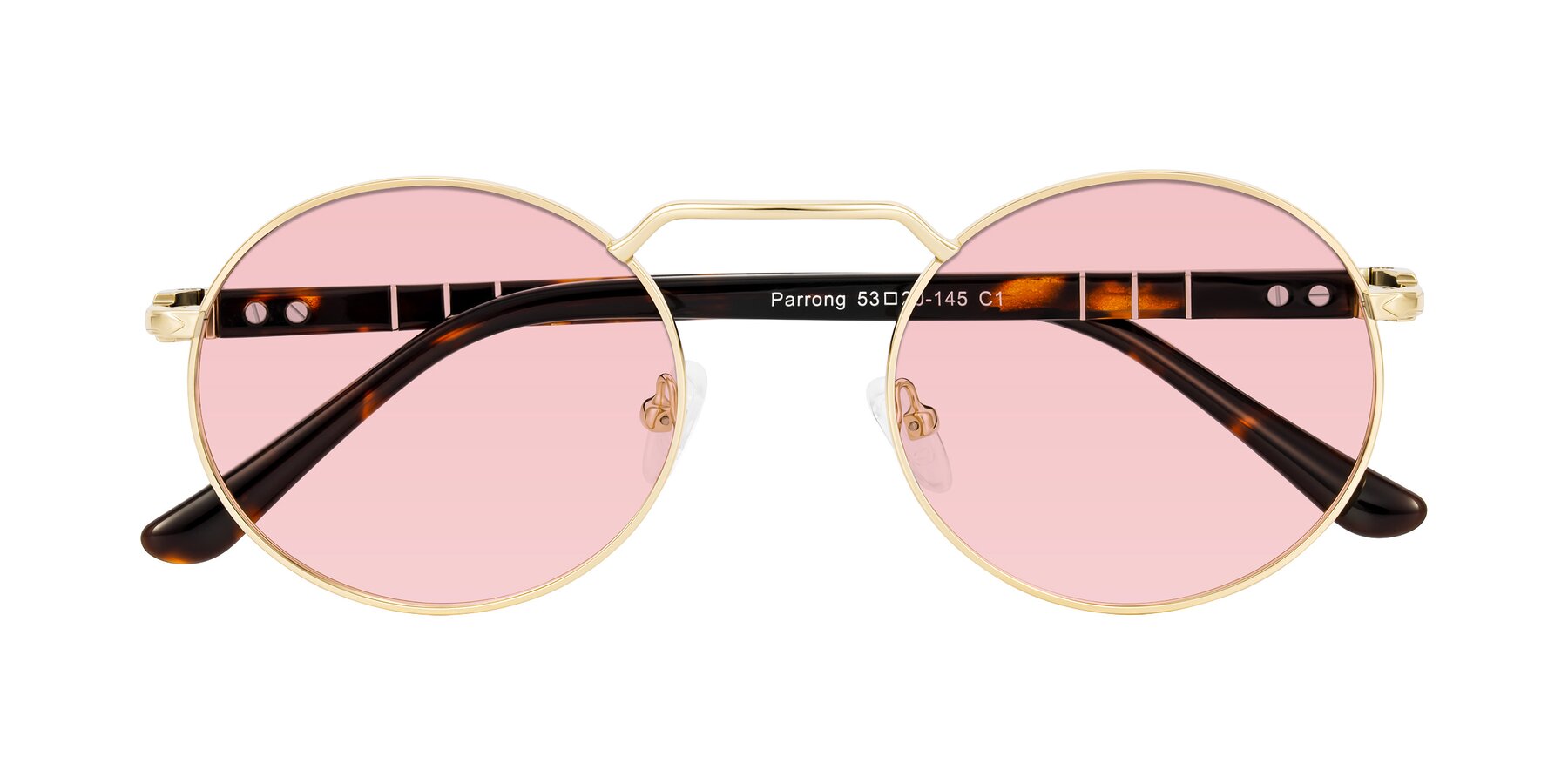 Folded Front of Parrong in Gold with Light Garnet Tinted Lenses