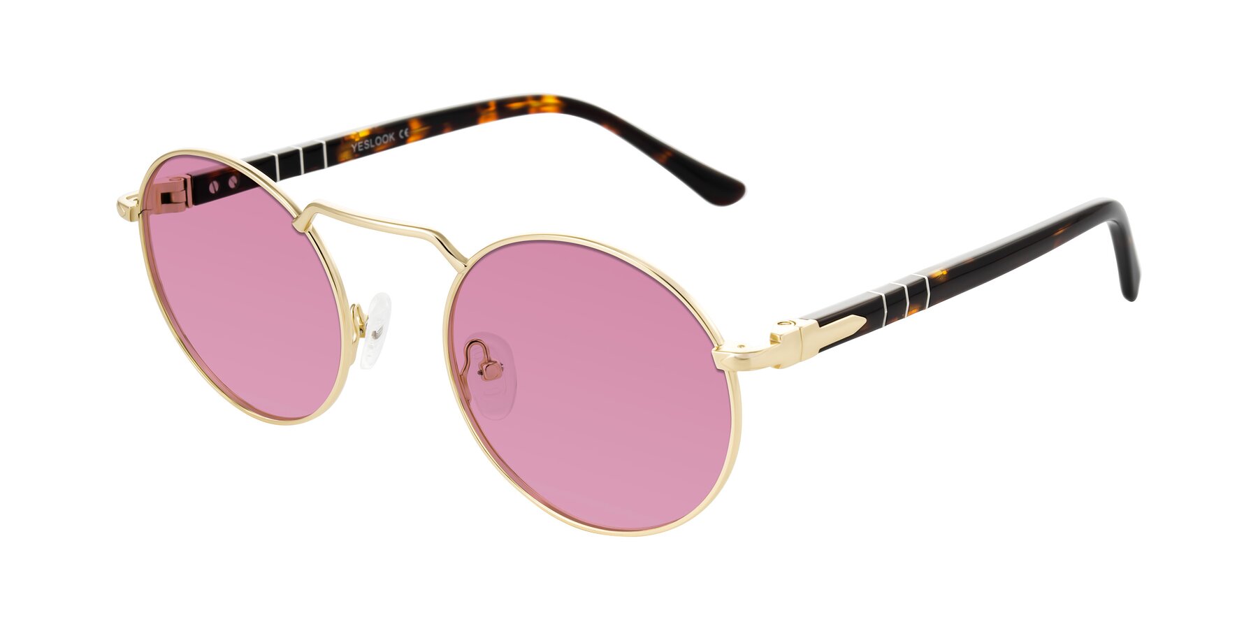 Angle of Parrong in Gold with Medium Wine Tinted Lenses