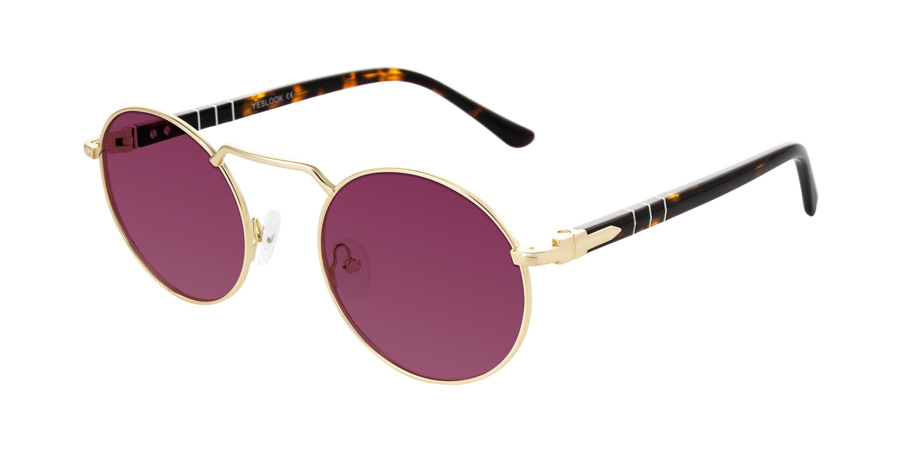 Angle of Parrong in Gold with Wine Tinted Lenses