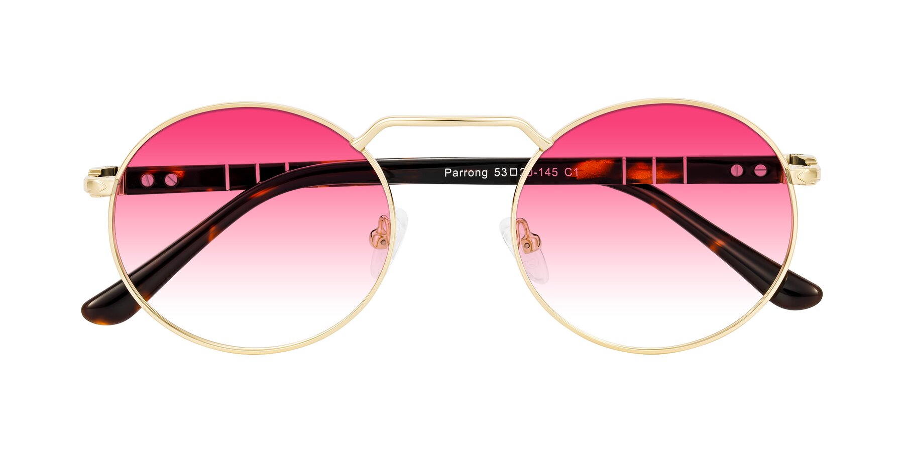 Folded Front of Parrong in Gold with Pink Gradient Lenses