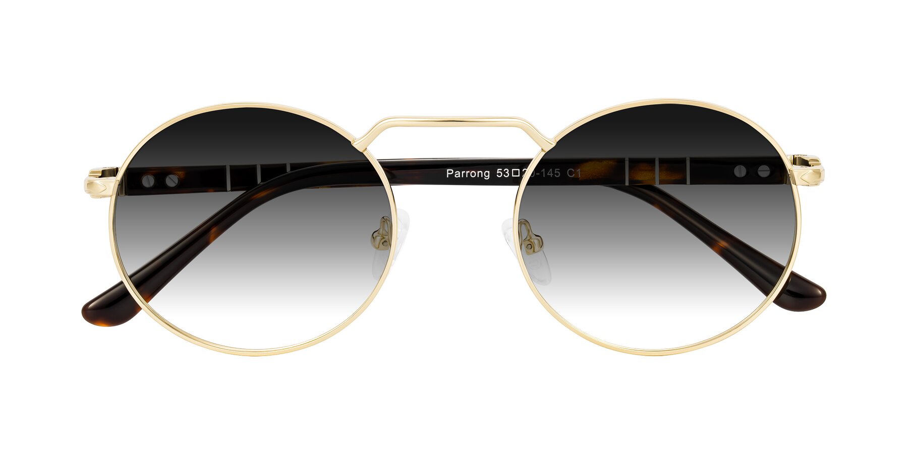 Folded Front of Parrong in Gold with Gray Gradient Lenses