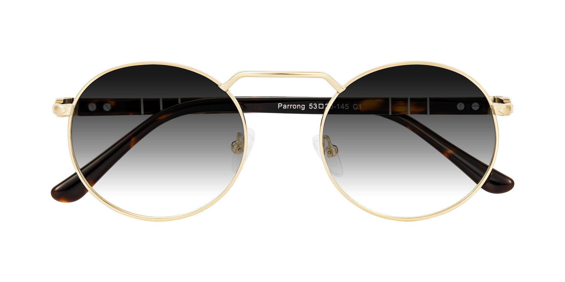Folded Front of Parrong in Gold with Gray Gradient Lenses