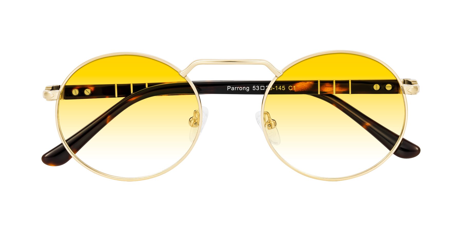 Folded Front of Parrong in Gold with Yellow Gradient Lenses