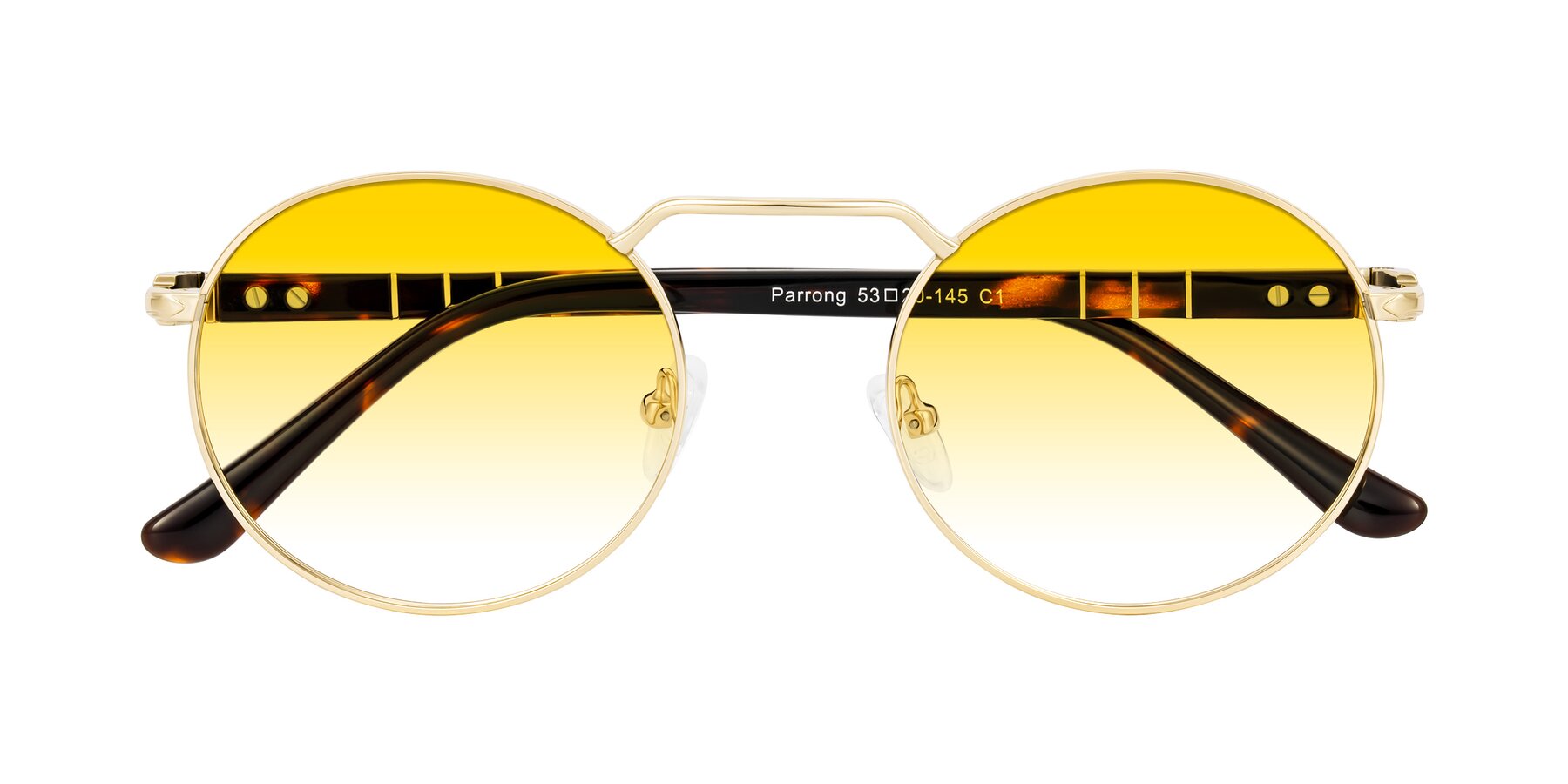 Folded Front of Parrong in Gold with Yellow Gradient Lenses