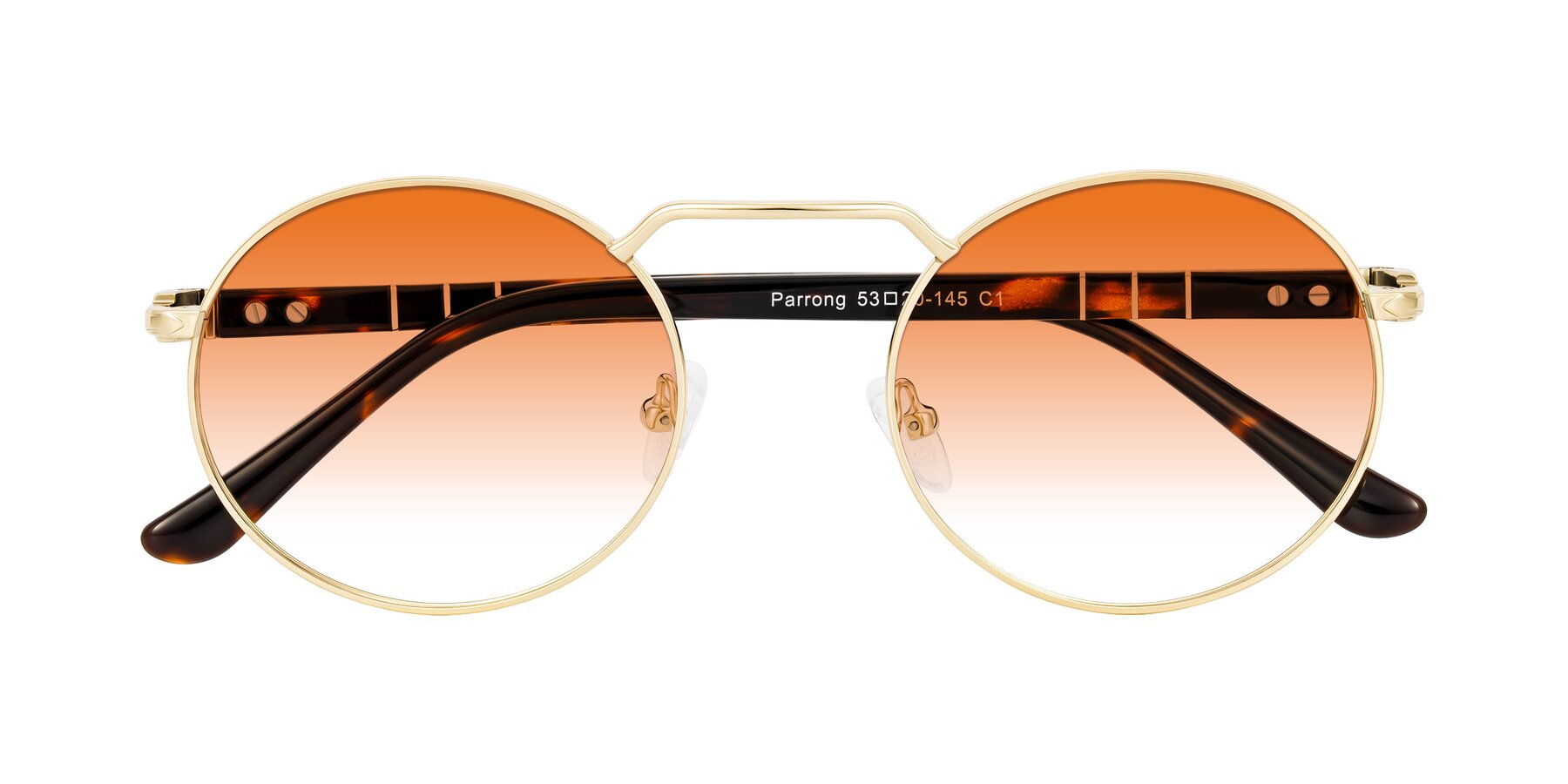 Folded Front of Parrong in Gold with Orange Gradient Lenses