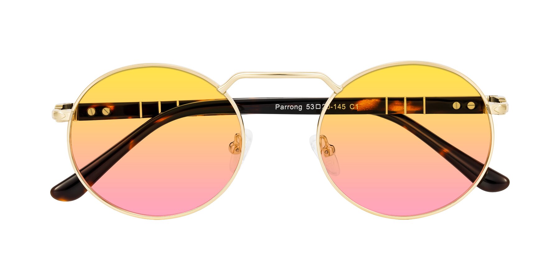 Folded Front of Parrong in Gold with Yellow / Pink Gradient Lenses