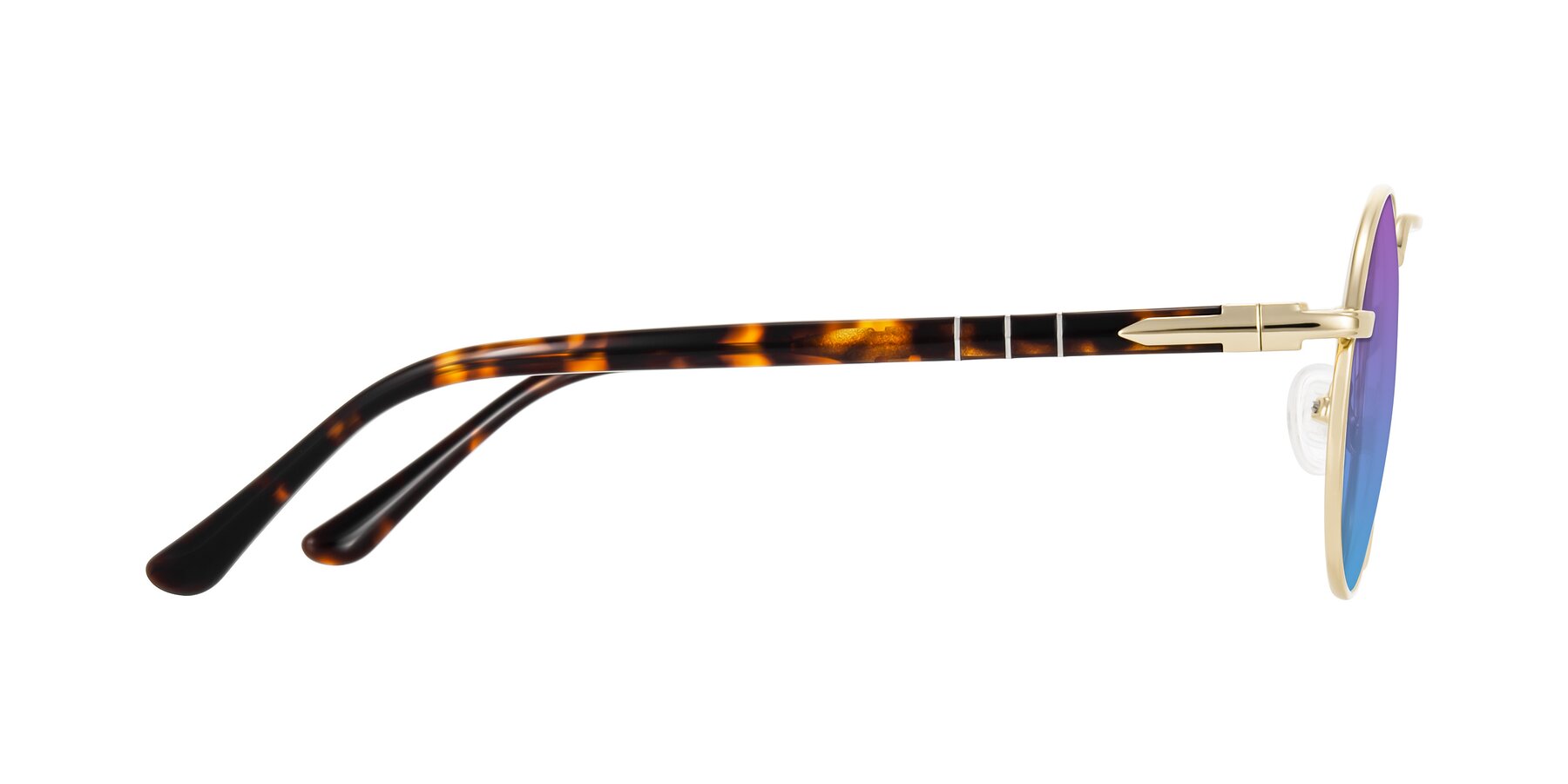 Side of Parrong in Gold with Purple / Blue Gradient Lenses