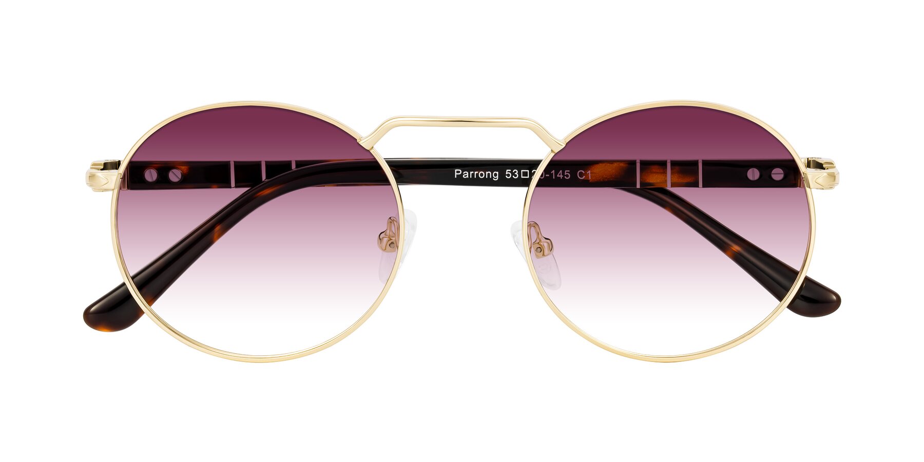 Folded Front of Parrong in Gold with Wine Gradient Lenses