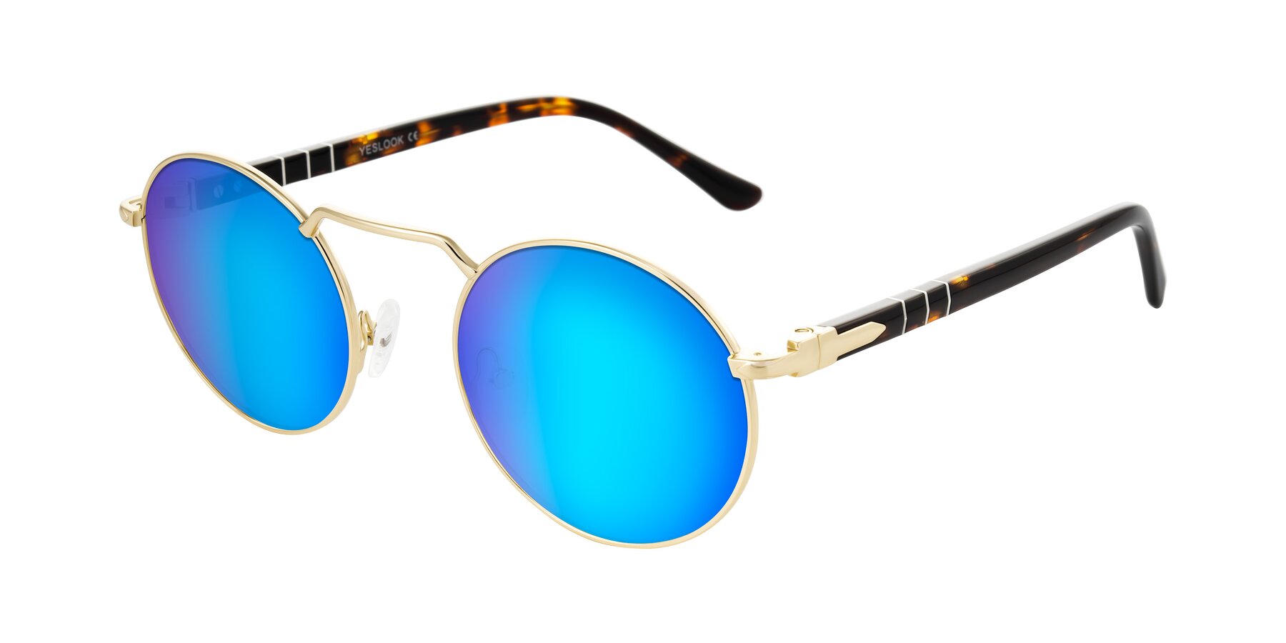 Angle of Parrong in Gold with Blue Mirrored Lenses