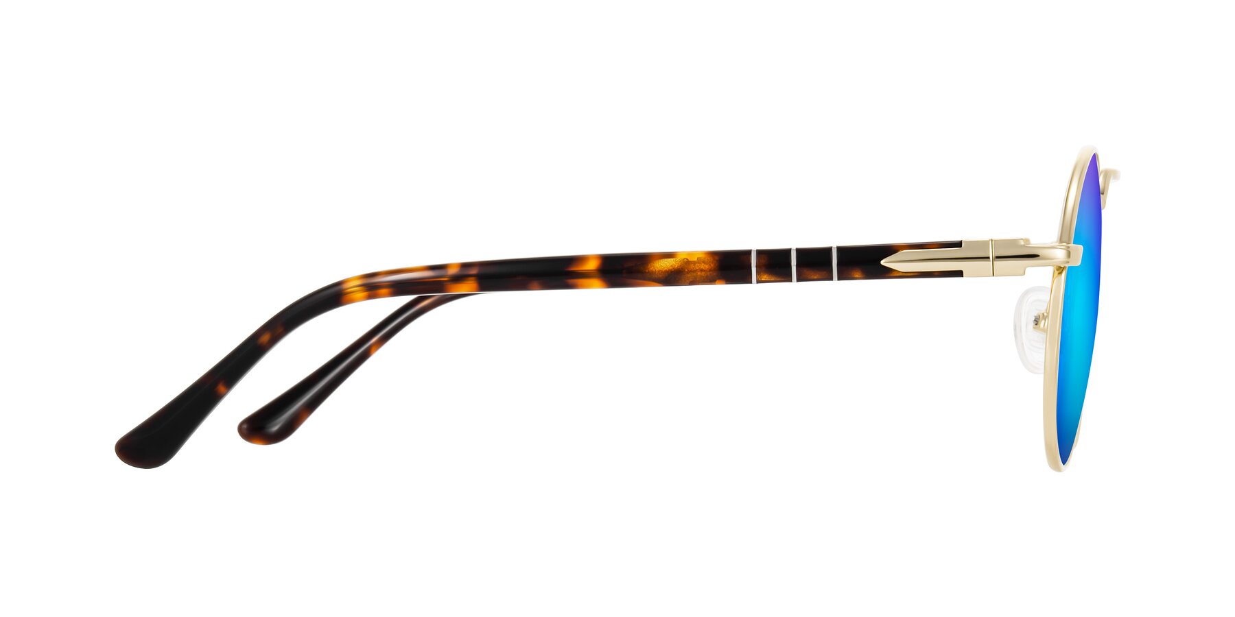 Side of Parrong in Gold with Blue Mirrored Lenses