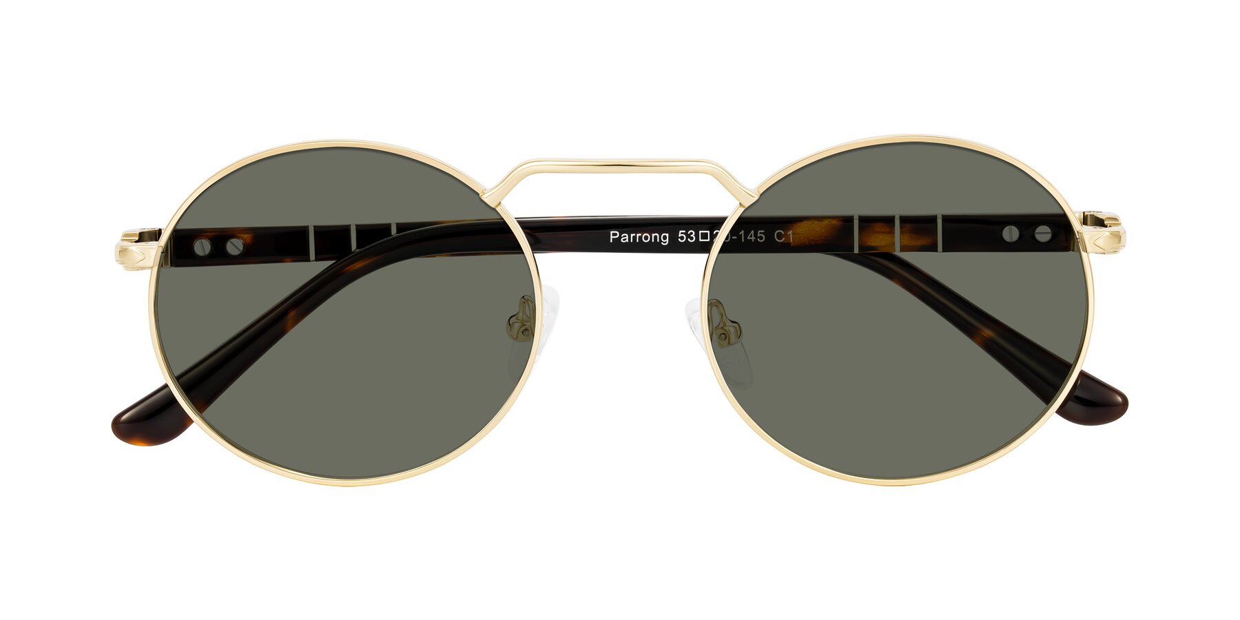 Folded Front of Parrong in Gold with Gray Polarized Lenses