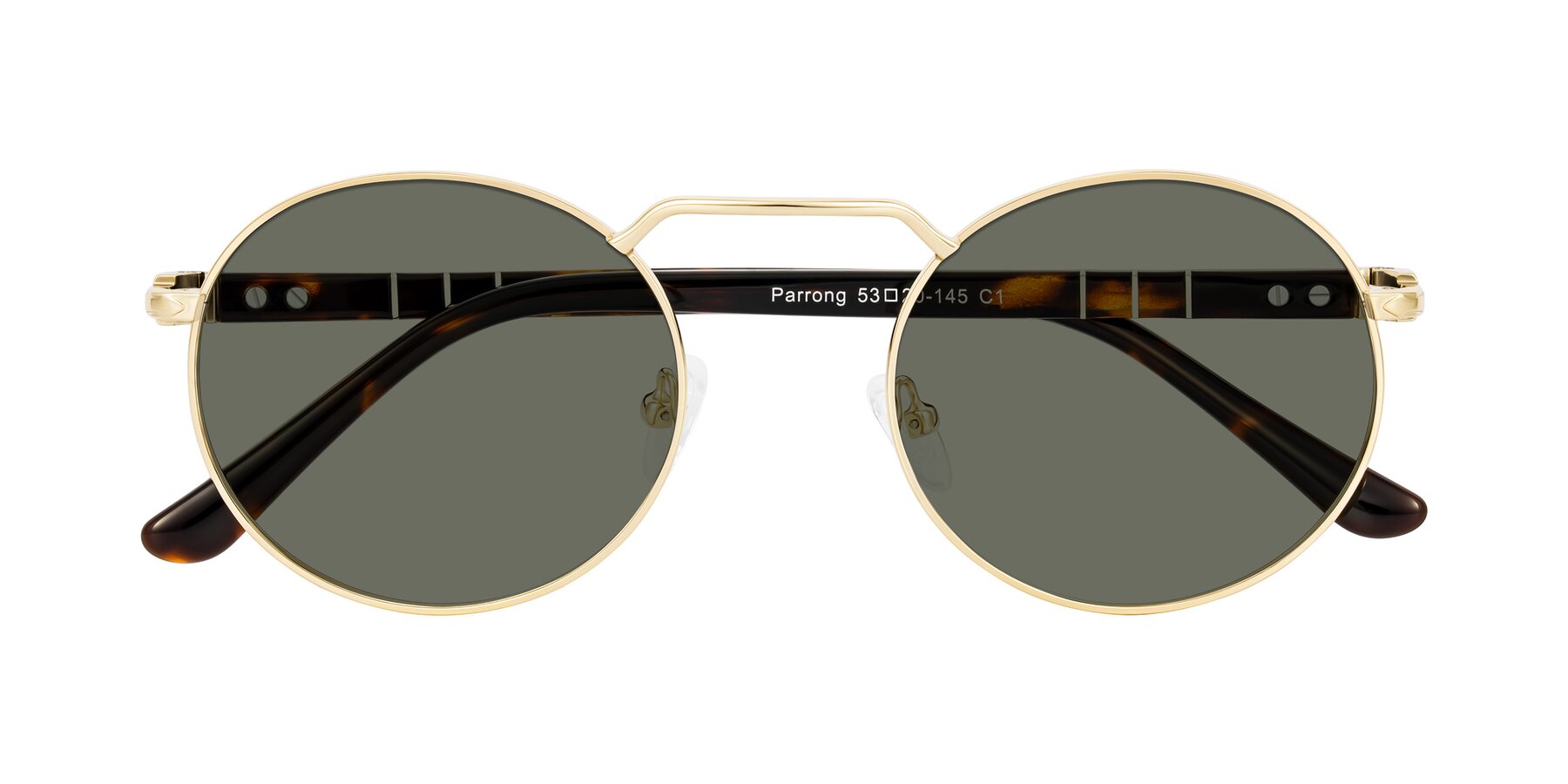 Folded Front of Parrong in Gold with Gray Polarized Lenses