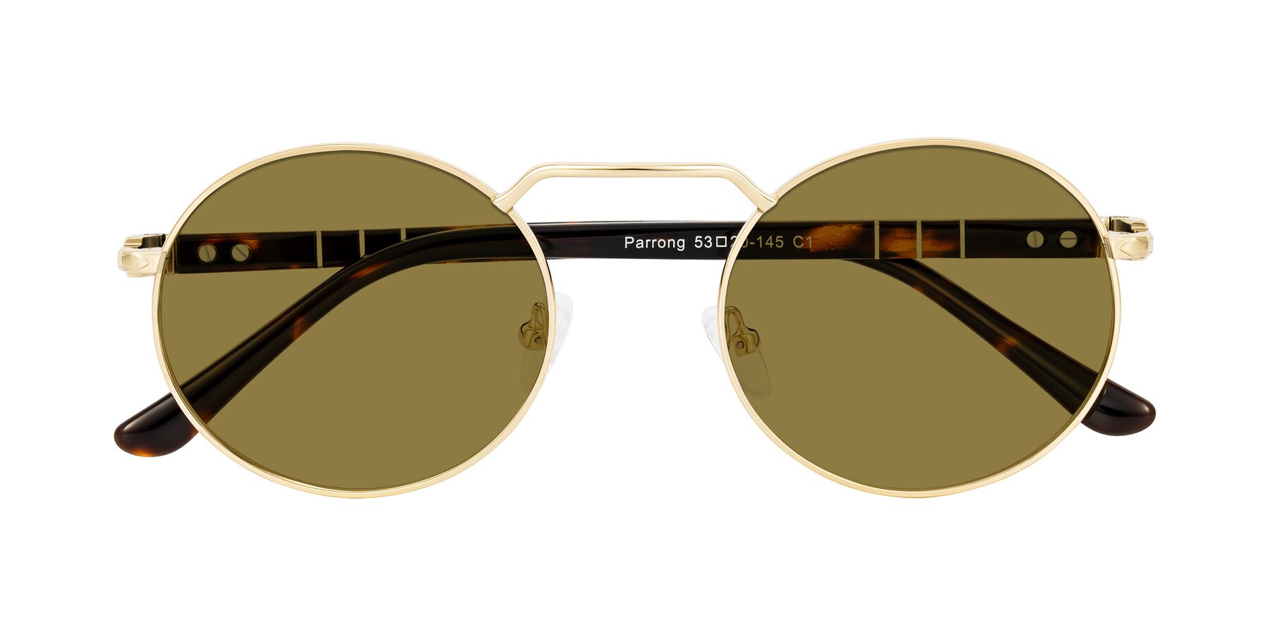 Folded Front of Parrong in Gold with Brown Polarized Lenses