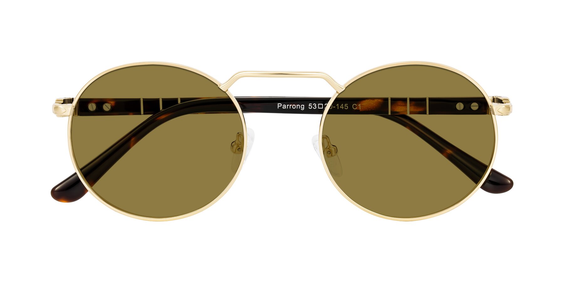 Folded Front of Parrong in Gold with Brown Polarized Lenses