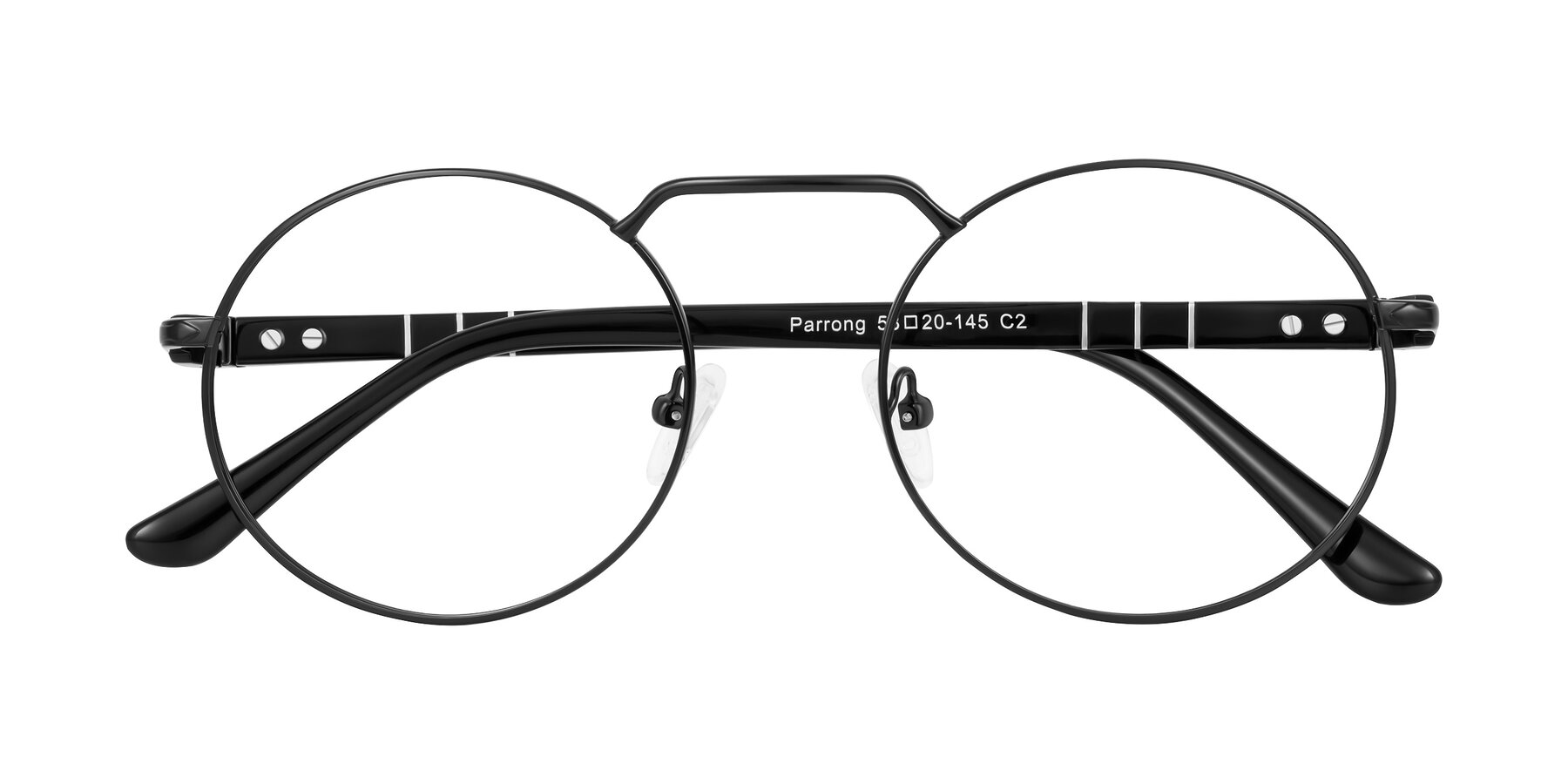 Folded Front of Parrong in Black with Clear Eyeglass Lenses