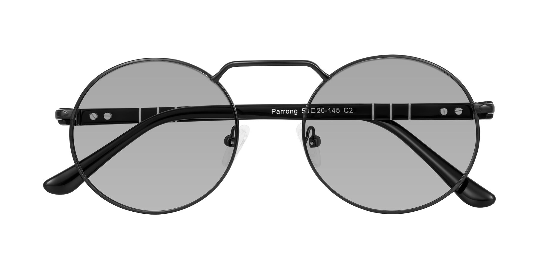 Folded Front of Parrong in Black with Light Gray Tinted Lenses