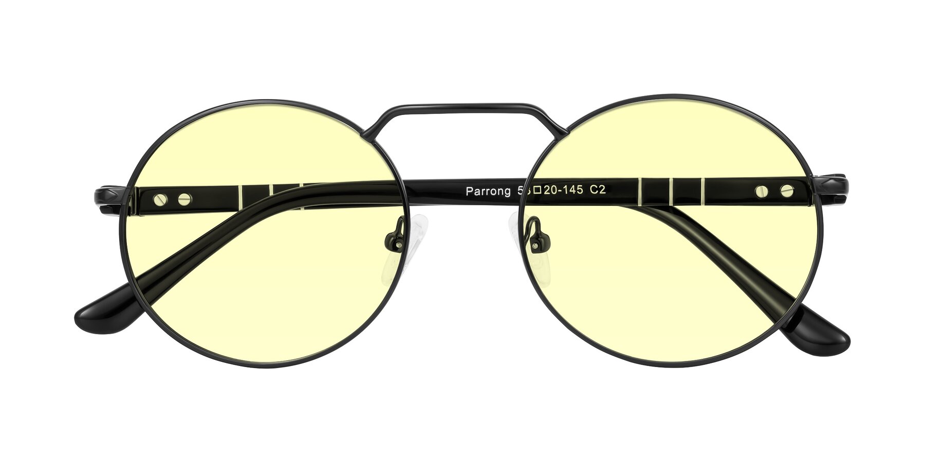 Folded Front of Parrong in Black with Light Yellow Tinted Lenses